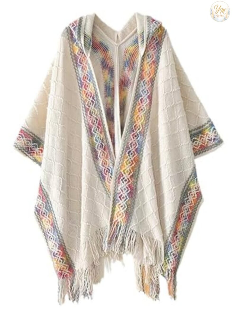 Women Hooded Knit Poncho Fringe Shawl Wrap Boho Cardigan Cape